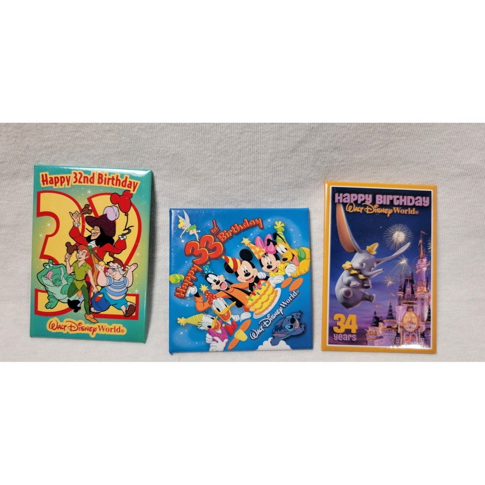 Disney World Anniversary Pin Lot 32nd 33rd 34th Birthday Mickey Peter Pan Dumbo
